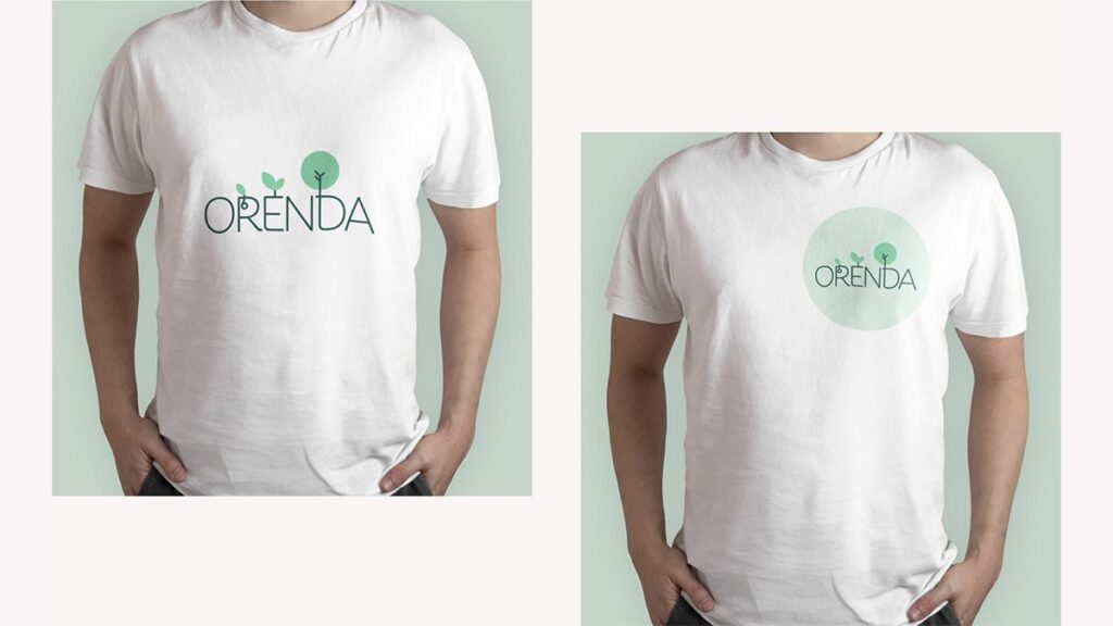 Orenda logo design mockup on a tshirt by Marketing Orchestra