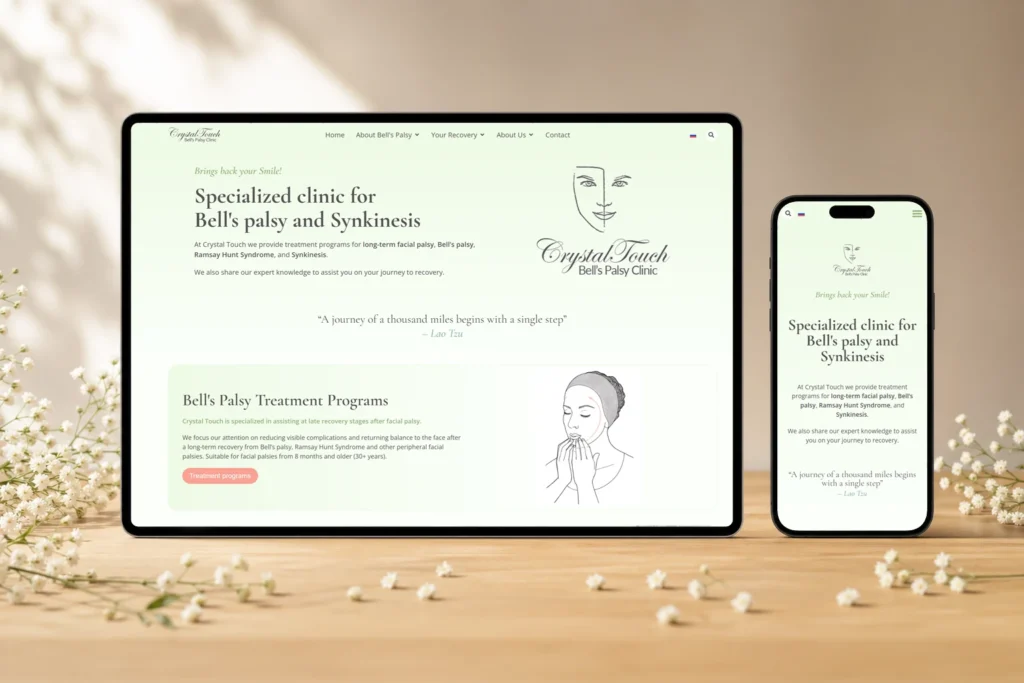 Crystal Touch Clinic Website Design by Marketing Orchestra - desktop view