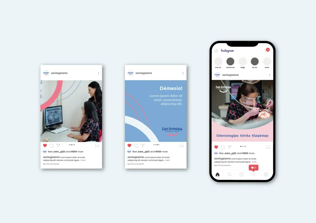 Dental Clinic Visual Identity Branding and Logo design - Social Media templates design