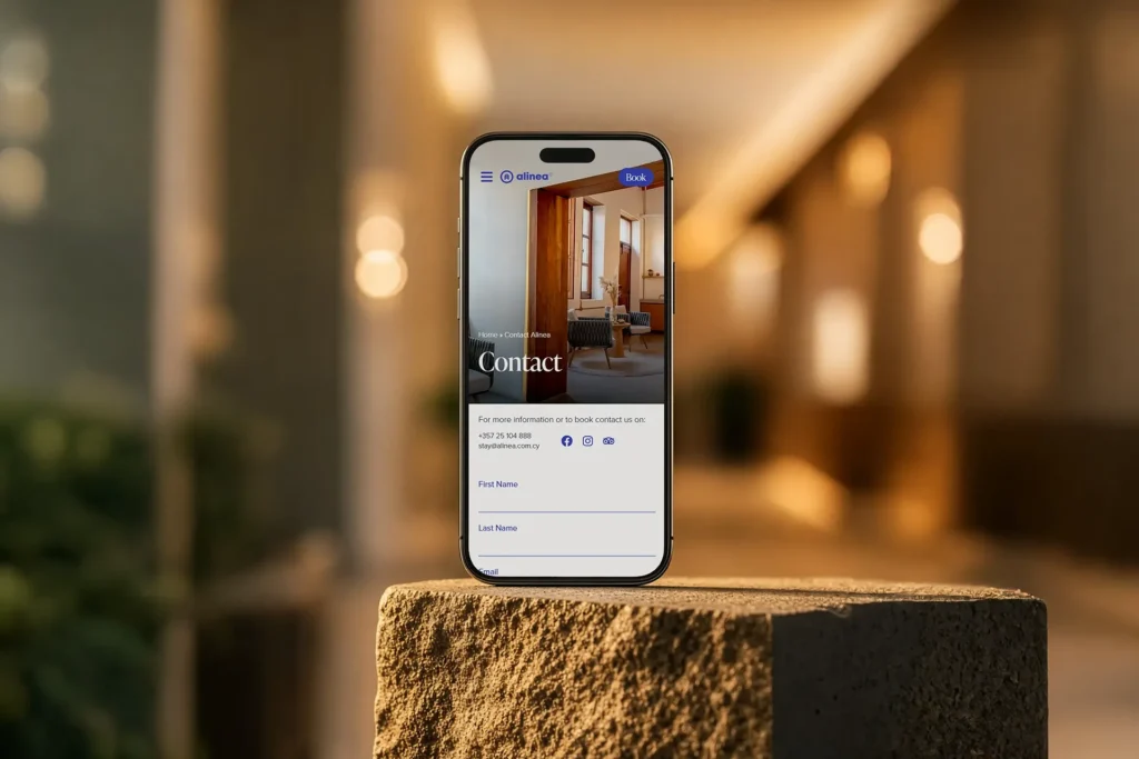 Alinea Hotel in Limassol - Website Design & Development - website mobile preview
